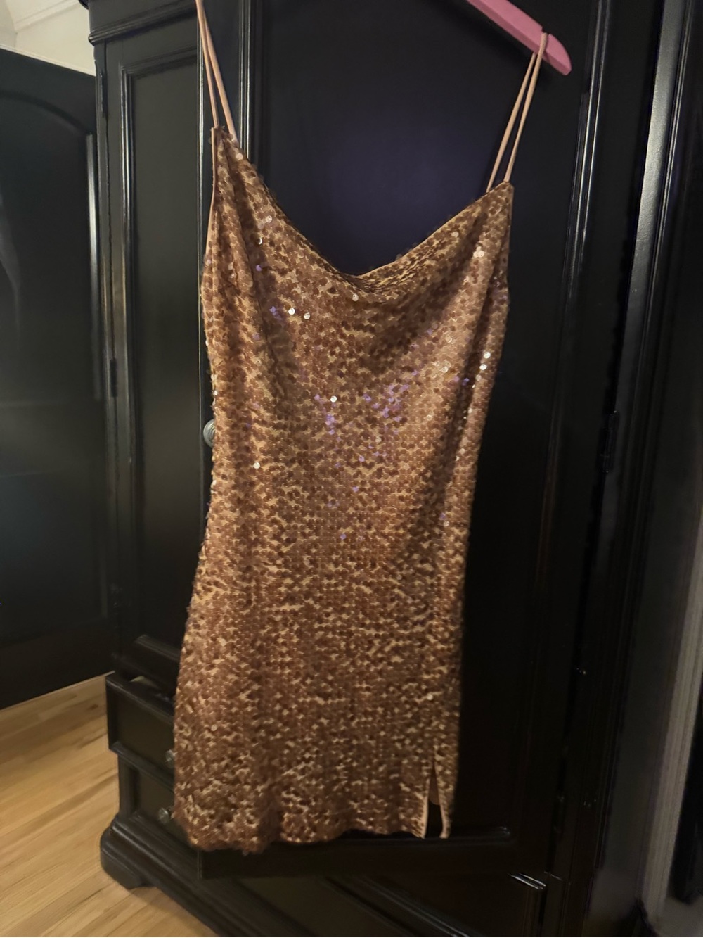 ASTR The Label Sequin Slip Dress in Bronze